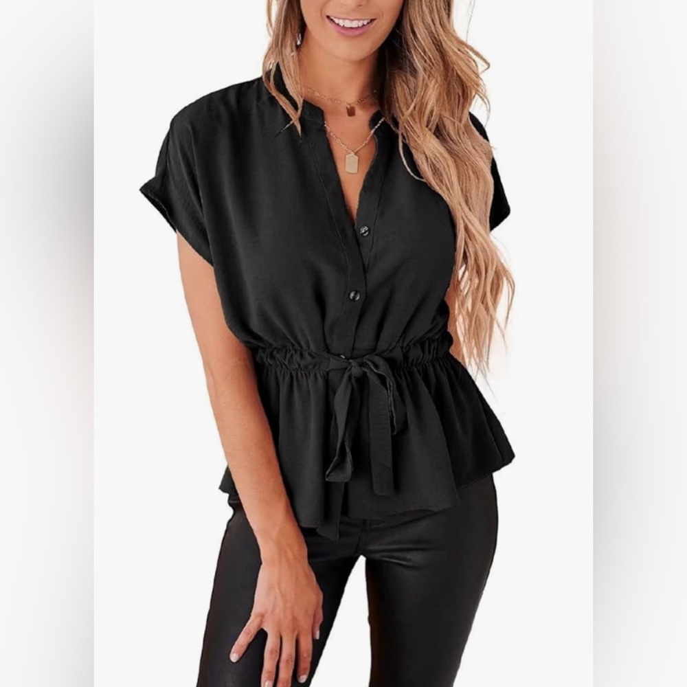 Women’s Button Down Peplum Blouse NWT XS